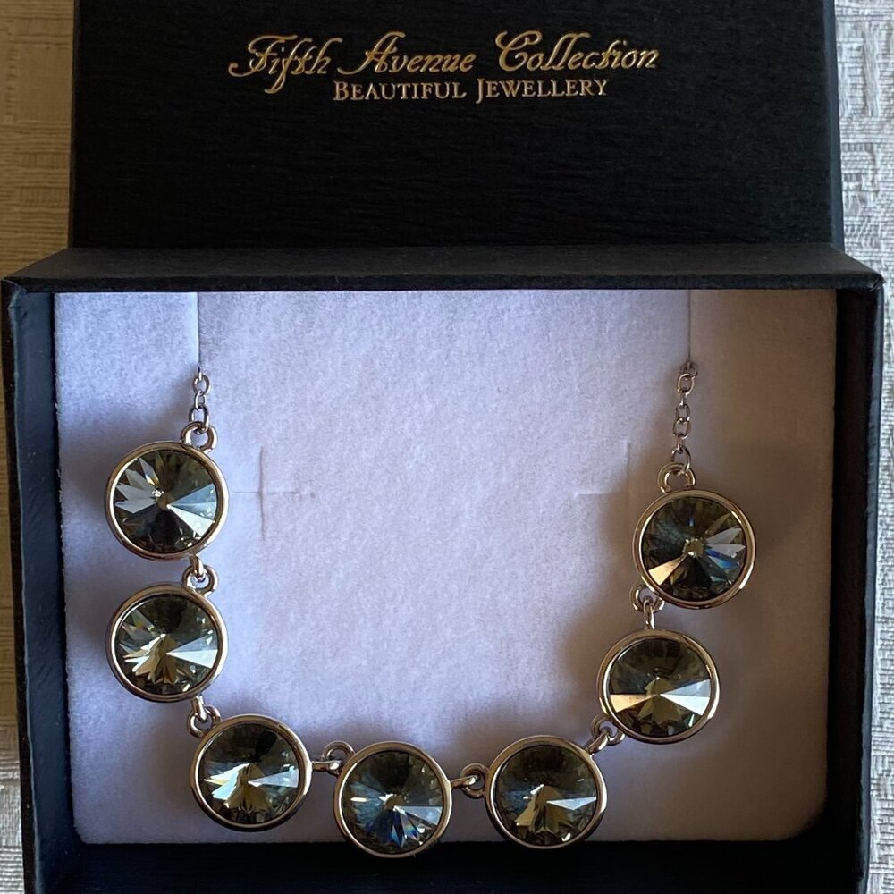 FAC Smoky Swarovski Crystal 18" Silver Tone Necklace​​